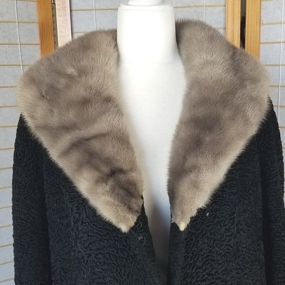 Vintage Curly Wool Mink Collar Opera Jacket Genuine Fur Some Condition Issues - Picture 3 of 16